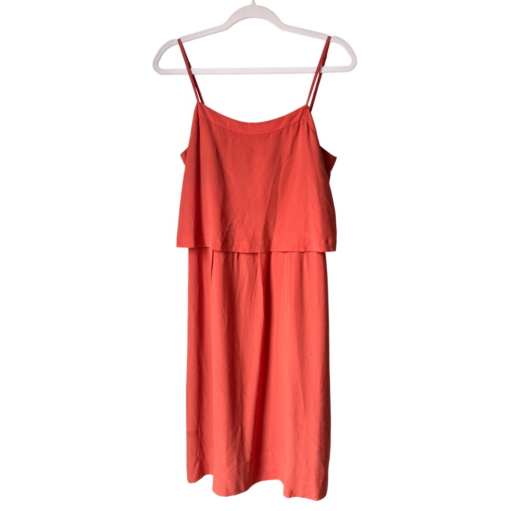 Madewell 100% Silk Overlay Cami Dress Rust Orange Spaghetti Strap Luxury Size 4